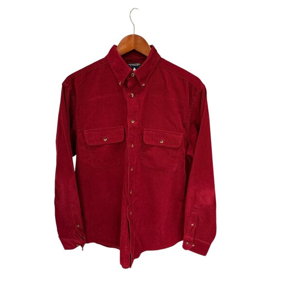 Roundtree & Yorke Outdoors Red Corduroy Button-Up Shirt M - Picture 1 of 6